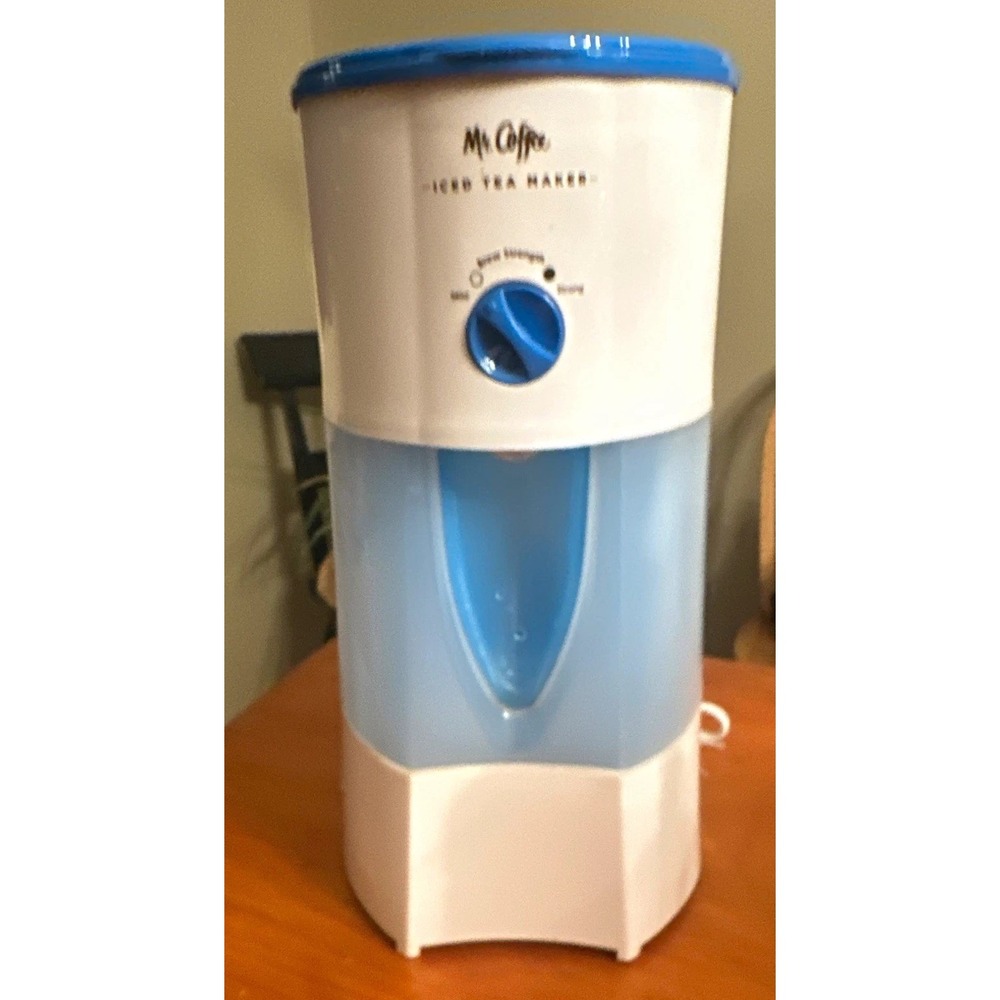 Mr. Coffee TM70 Iced Tea Maker Brew Strength Dial White/Blue plastic NO Pitcher